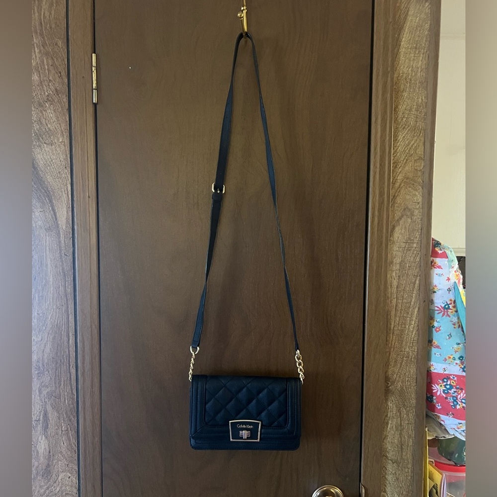Calvin Klein  Black Quilted Crossbody Bag